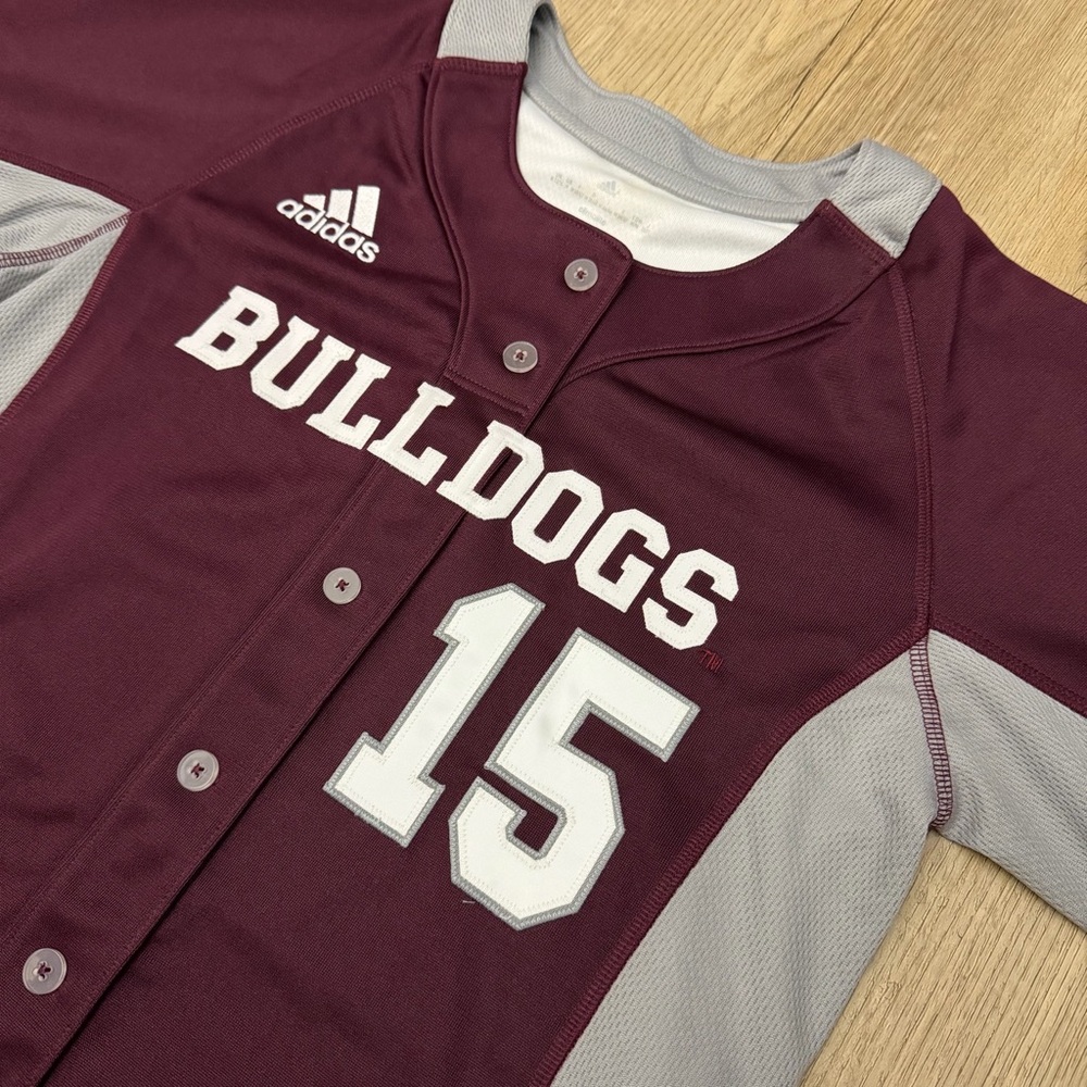 Bulldogs Mississippi State University Adidas Burgundy and White Softball Uniform - Picture 3 of 16